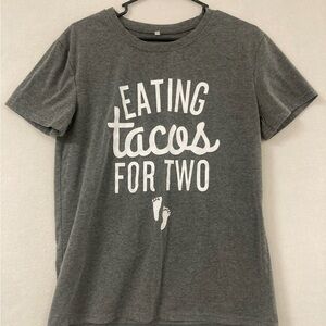 Tacos For Two T-Shirt Women’s Large Gray Graphic Print Short Sleeve Crew Neck